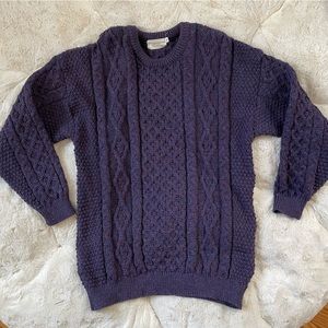 Classic Purple Cable Knit Aran Islands Irish Sweater